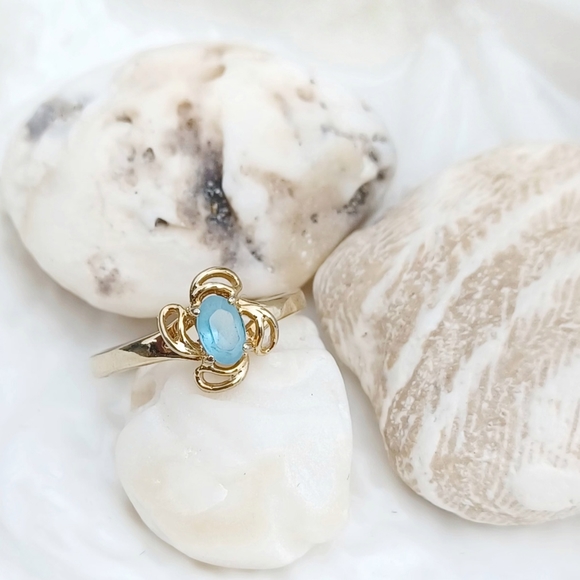 14K GE ESPO (Joseph Esposito) Gold Aquamarine Ring - Picture 3 of 9